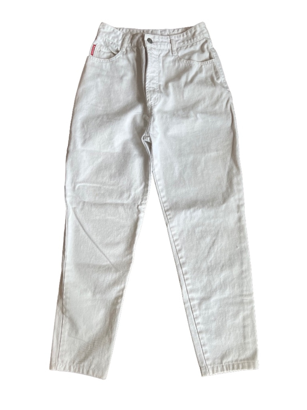 Vintage 90s White Denim BONGO Jeans, Straight Leg High Waisted  /  Small